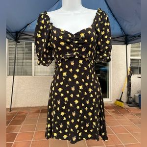 Summer floral dress coquette milkmaid dress goth fairy core lemons cute core